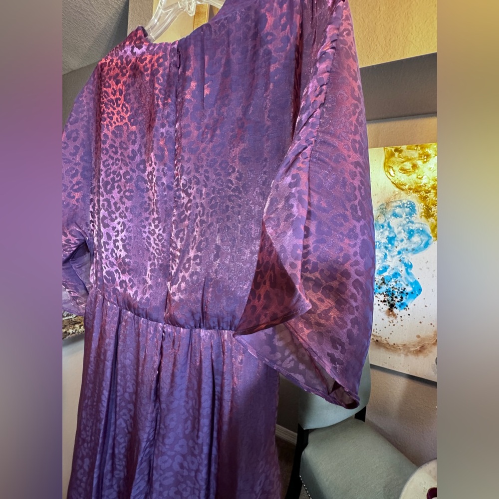 Rachael Zoe Joplin Leopard Lame Caftan - Floral / Purple size 6 - Picture 6 of 6